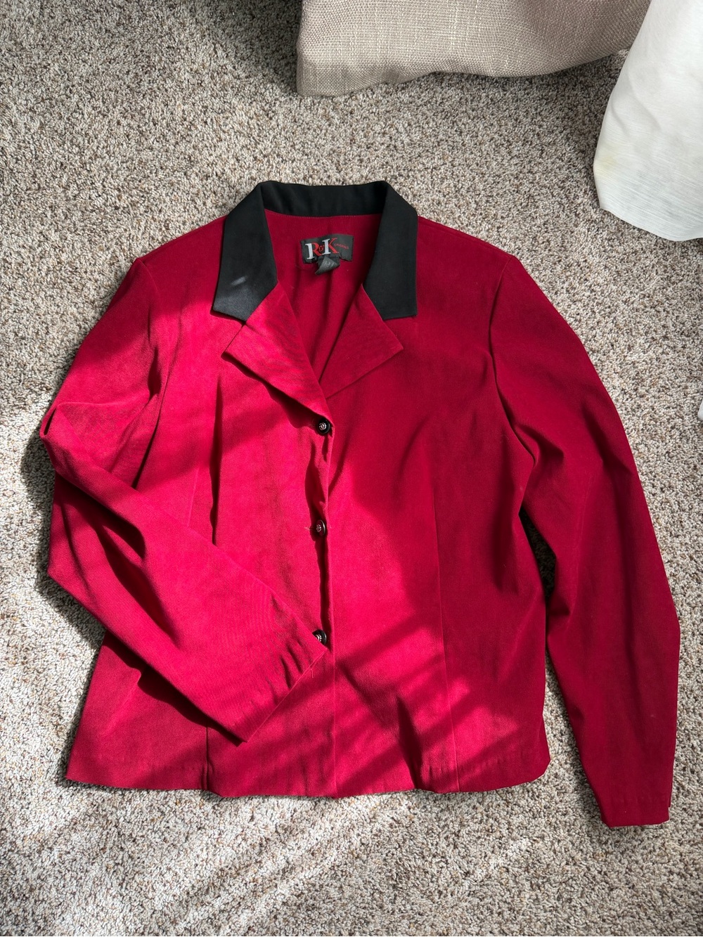 Women's Red Blazer with Black Collar by R&K Originals
